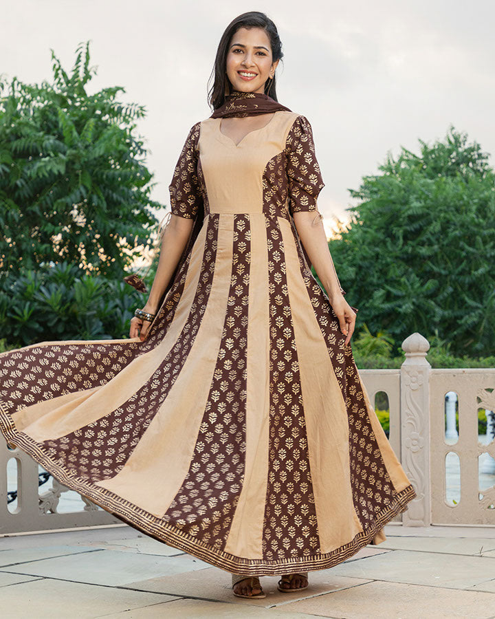 Brown Jashn Anarkali Suit Set