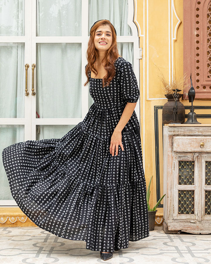 Black Lotus Maxi Dress