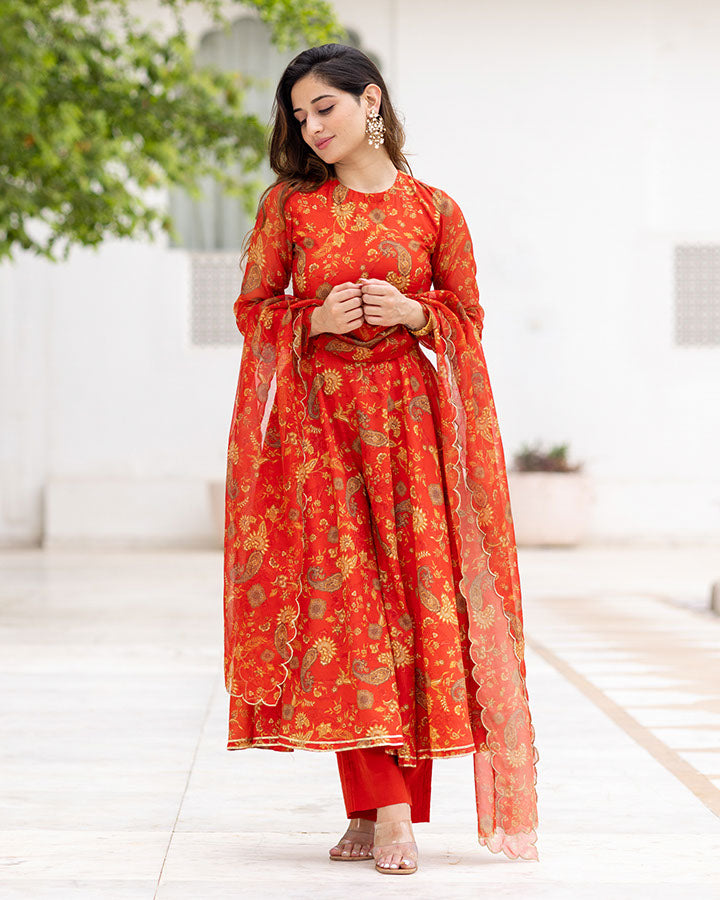 Red Paisley Suit Set