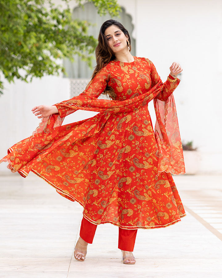 Red Paisley Suit Set