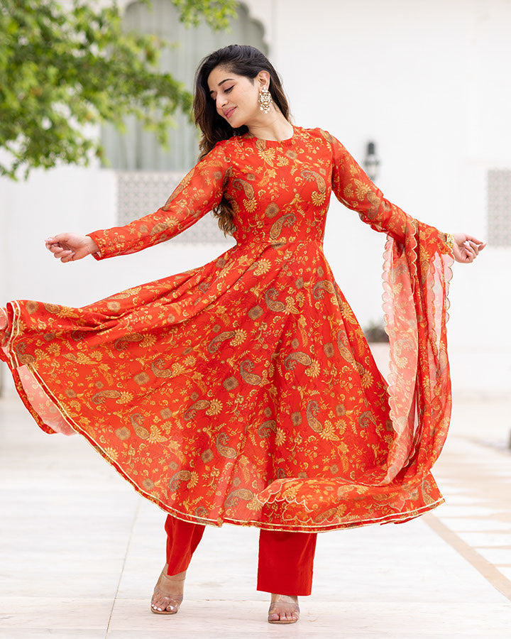 Red Paisley Suit Set
