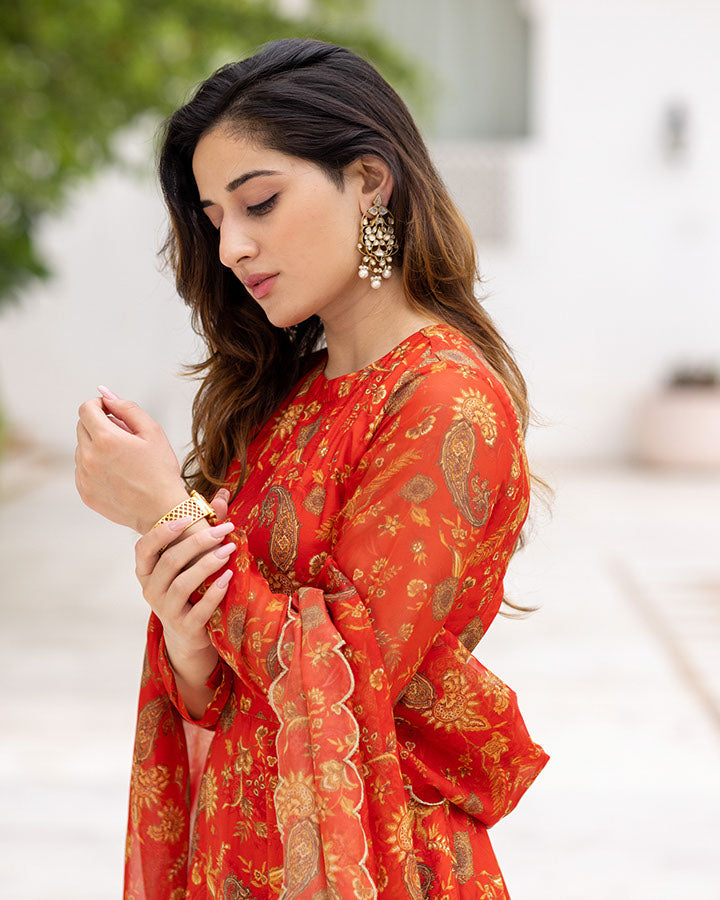 Red Paisley Suit Set