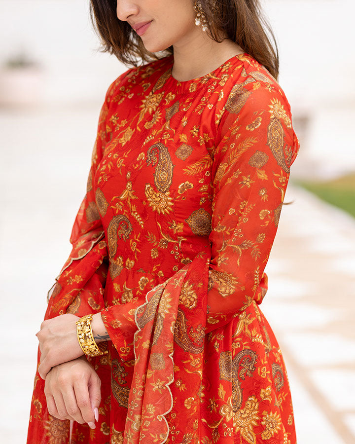 Red Paisley Suit Set