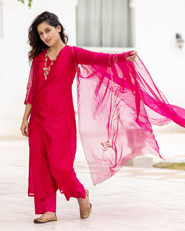 Rani Scallops Chanderi Suit Set