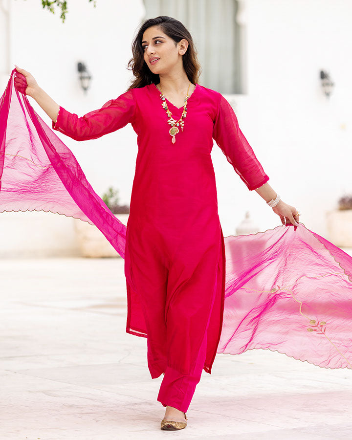 Rani Scallops Chanderi Suit Set