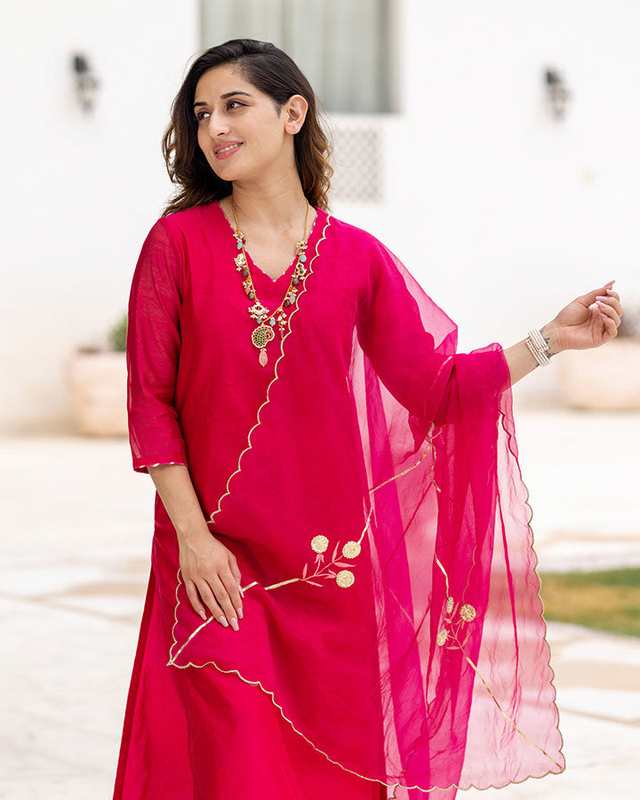 Rani Scallops Chanderi Suit Set