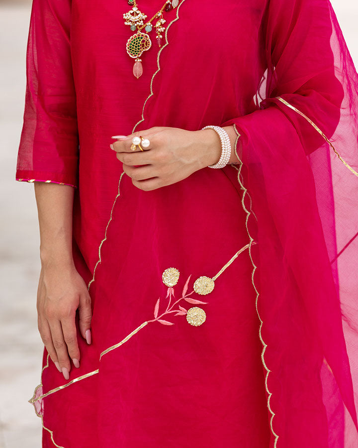 Rani Scallops Chanderi Suit Set