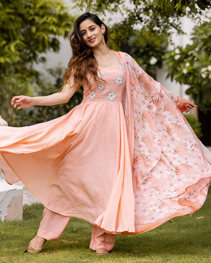 Peach Patchwork Suit Set
