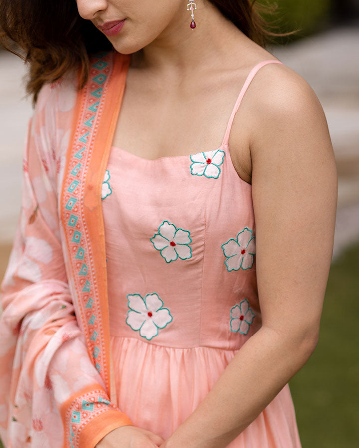 Peach Patchwork Suit Set