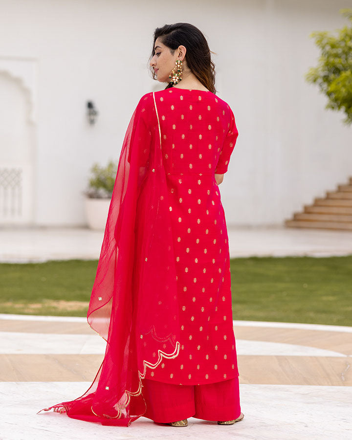Neh Rani Pink Chanderi Suit Set