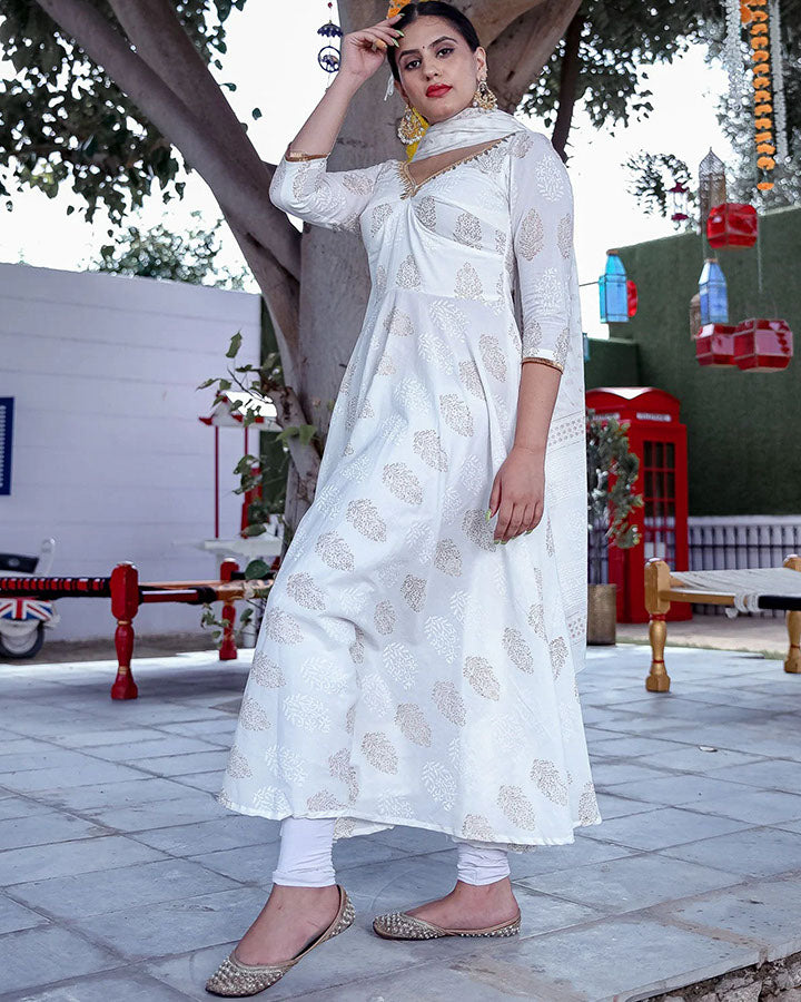 White Embroidered Kanchali With Dupatta