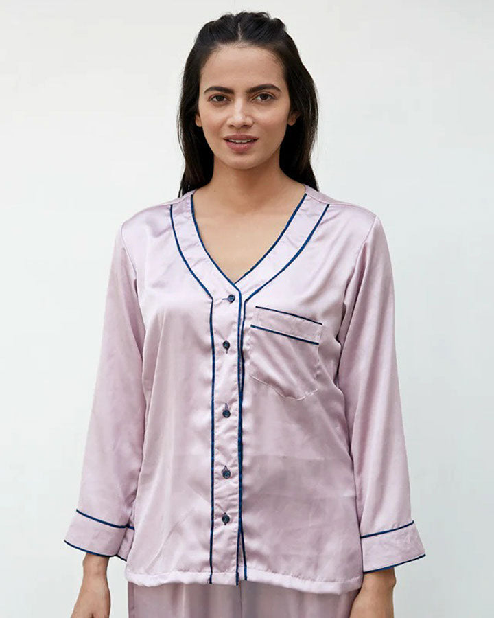 Blush Satin Night Suit