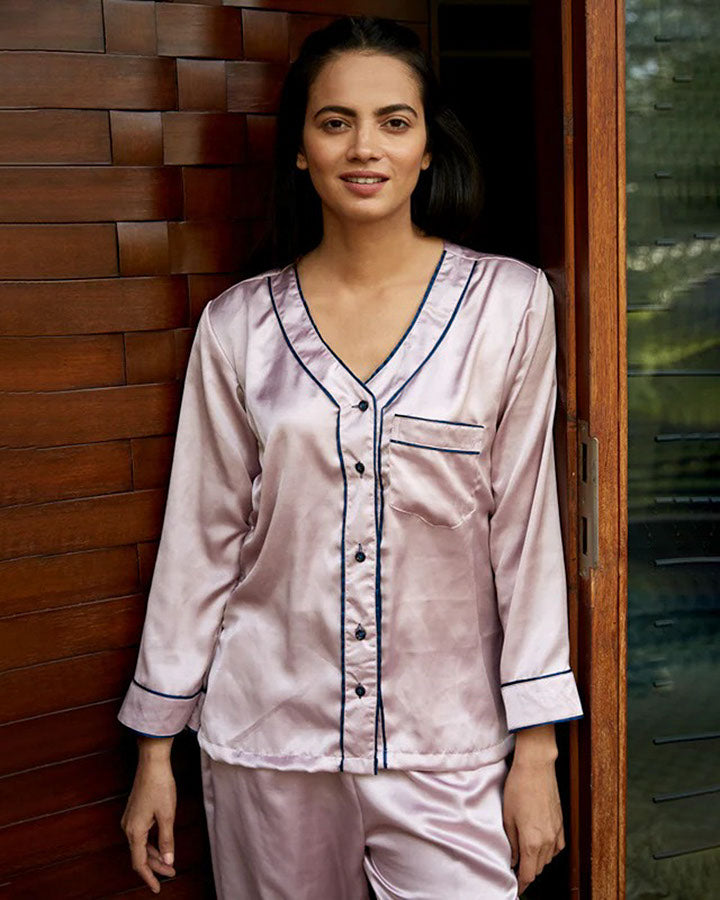 Blush Satin Night Suit