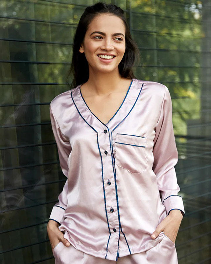 Blush Satin Night Suit