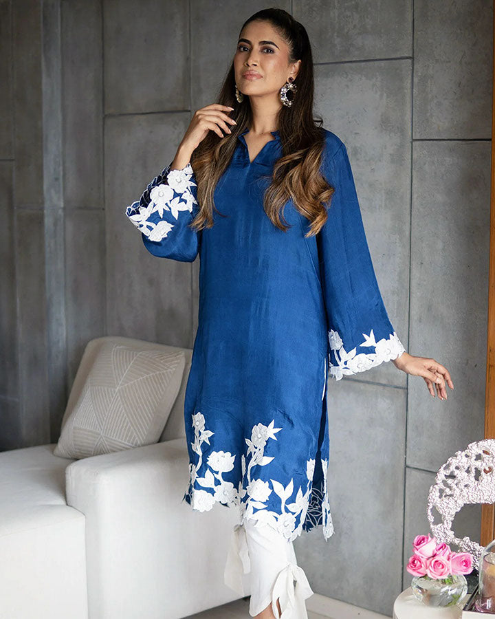 Classic Blue Silk Kurta Set