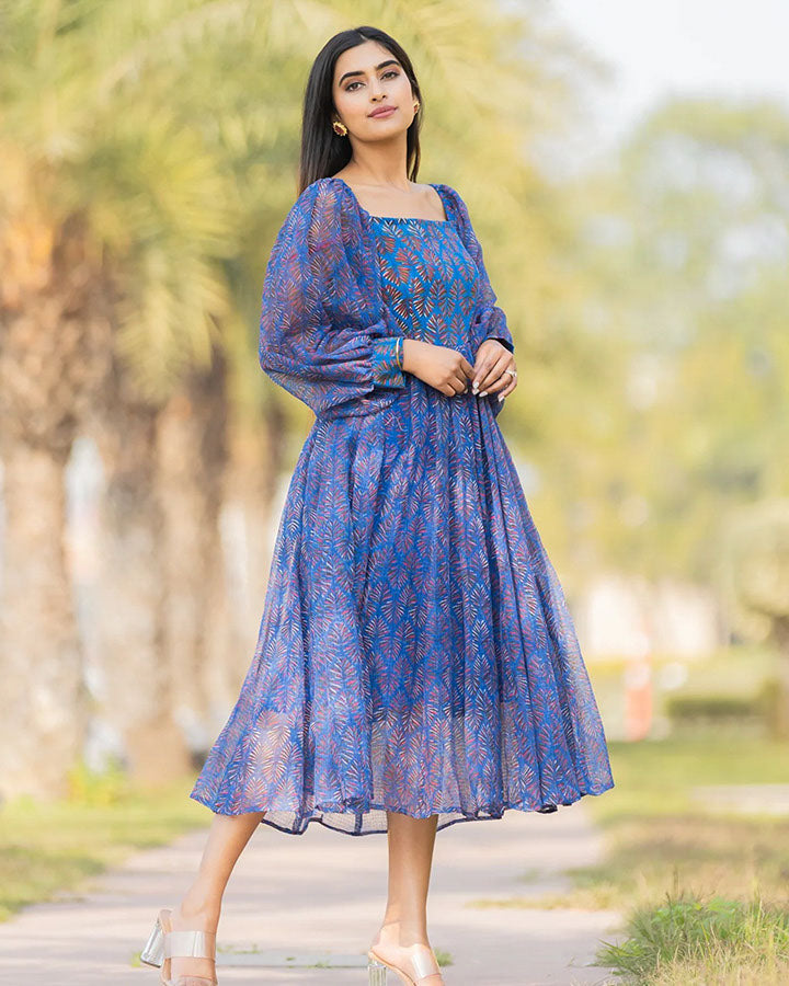 Blue Picnic Kota Doria Dress