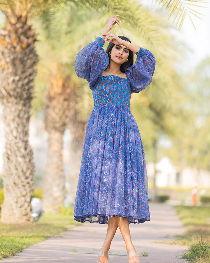 Blue Picnic Kota Doria Dress