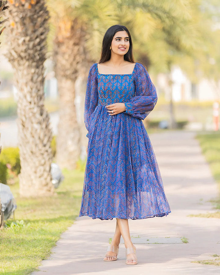 Blue Picnic Kota Doria Dress