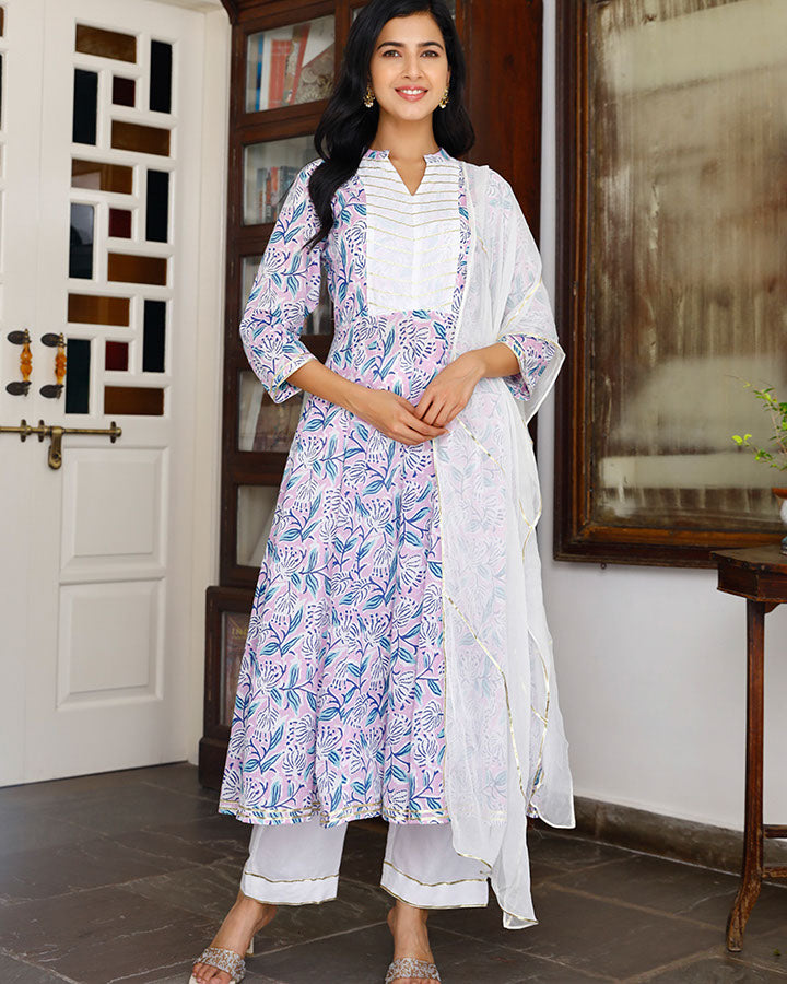 Lavander Printed Suit Set