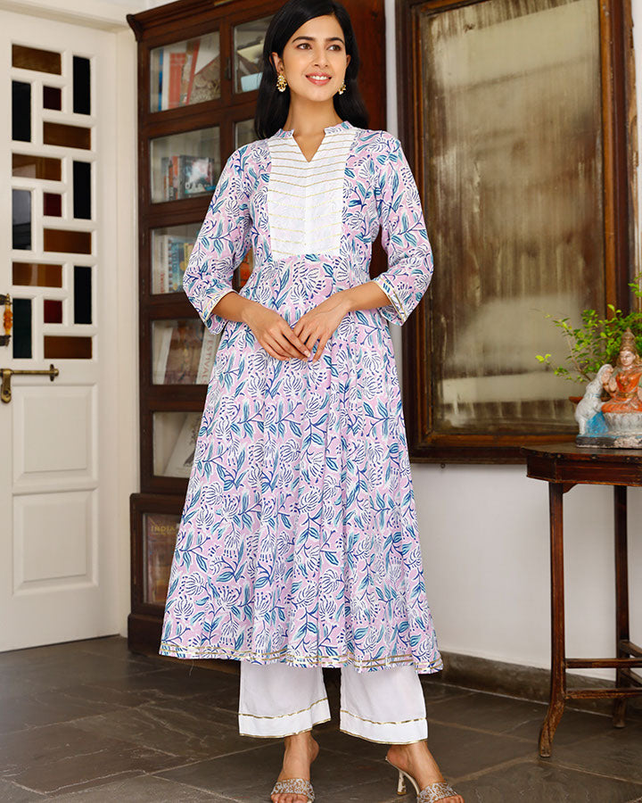 Lavander Printed Suit Set