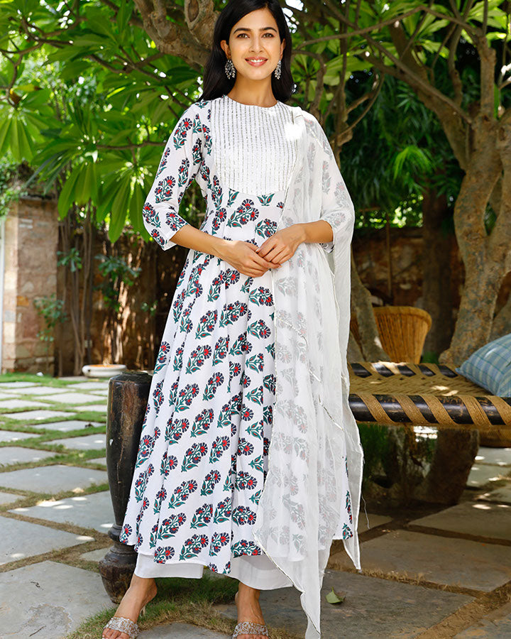 White Mughal Suit Set