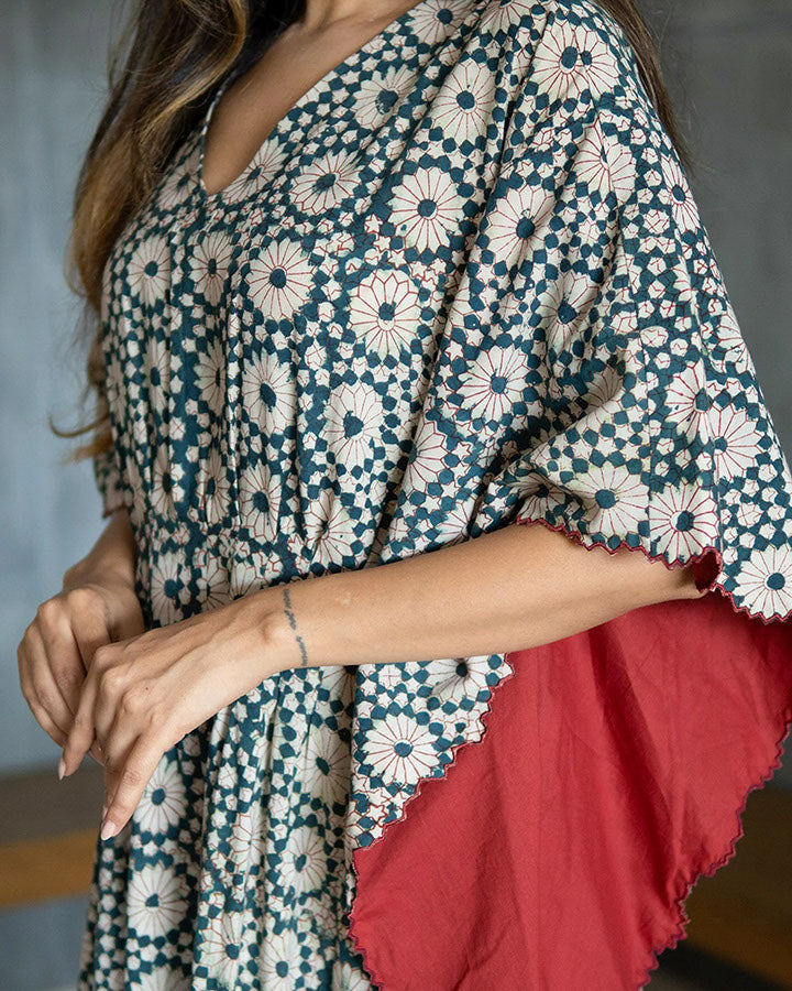 Blue Rococo Cutwork Kaftan