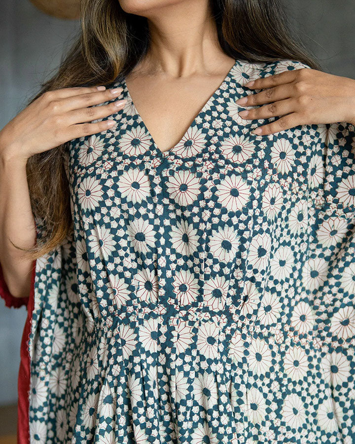 Blue Rococo Cutwork Kaftan