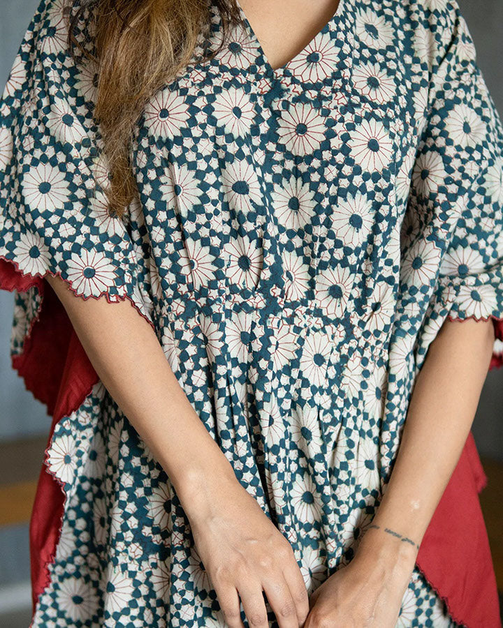 Blue Rococo Cutwork Kaftan