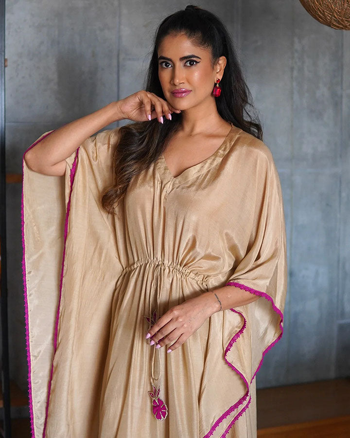 Beige Patchwork Kaftan