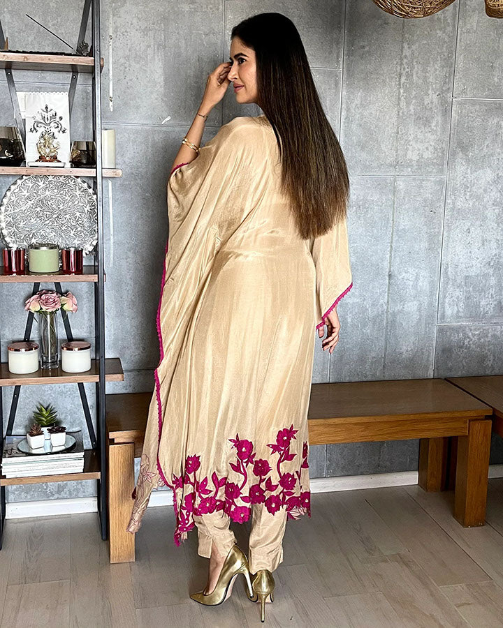 Beige Patchwork Kaftan