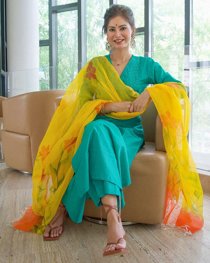 Sleek Rama Silk Blend Trendy Fashioner Readymade Suit Collection With Rama Silk Blend