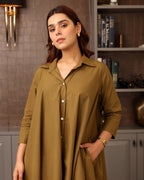 Basic Brown Poplin Shirt Dress