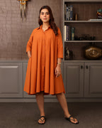 Solid Orange Poplin Shirt Co-ord Set