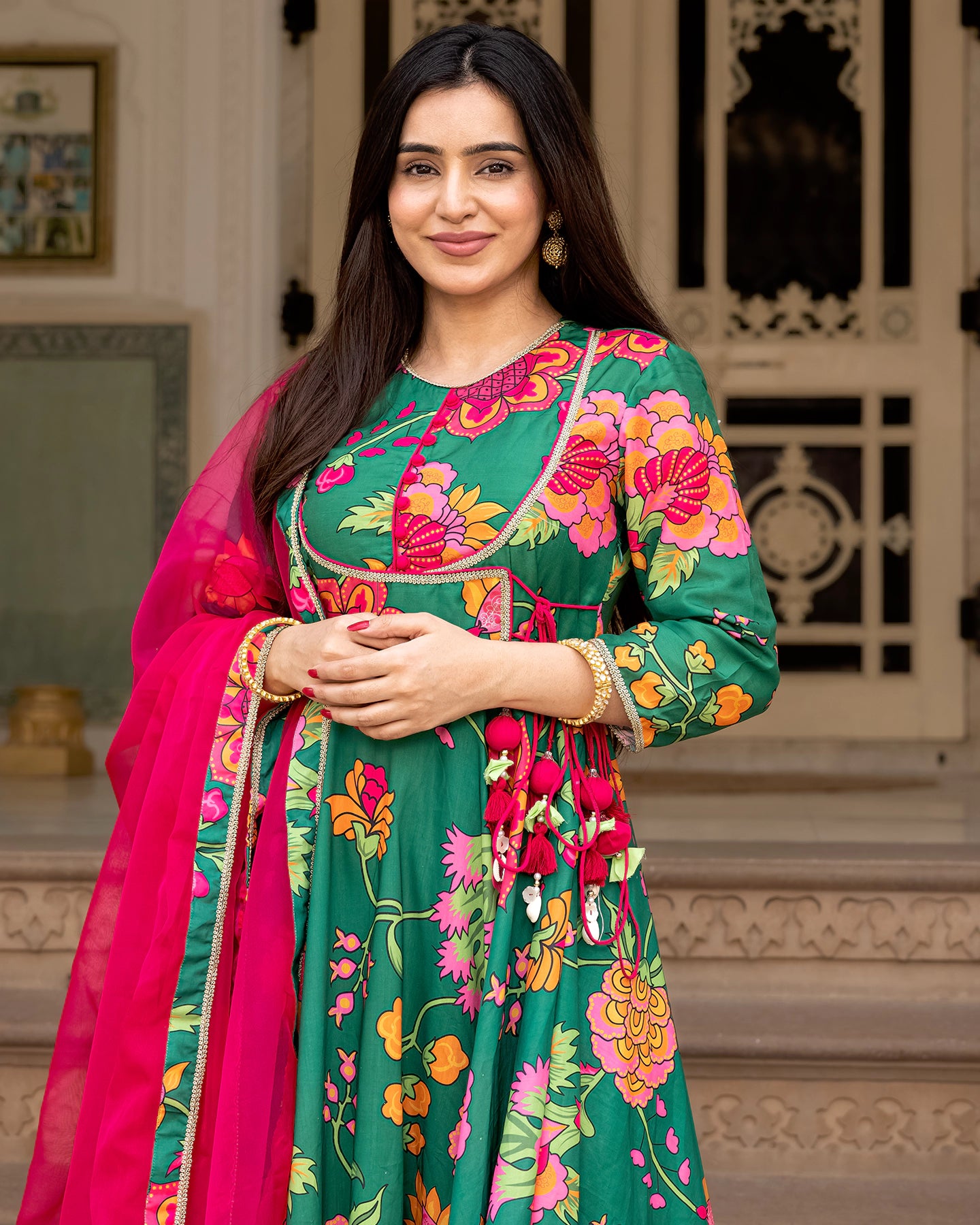 Buy Green Floral Anarkali Suit-set online in India Ambraee Buy Green Floral Anarkali Suit-set online in India Ambraee