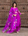 Purple Handpainted Organza Suit Set