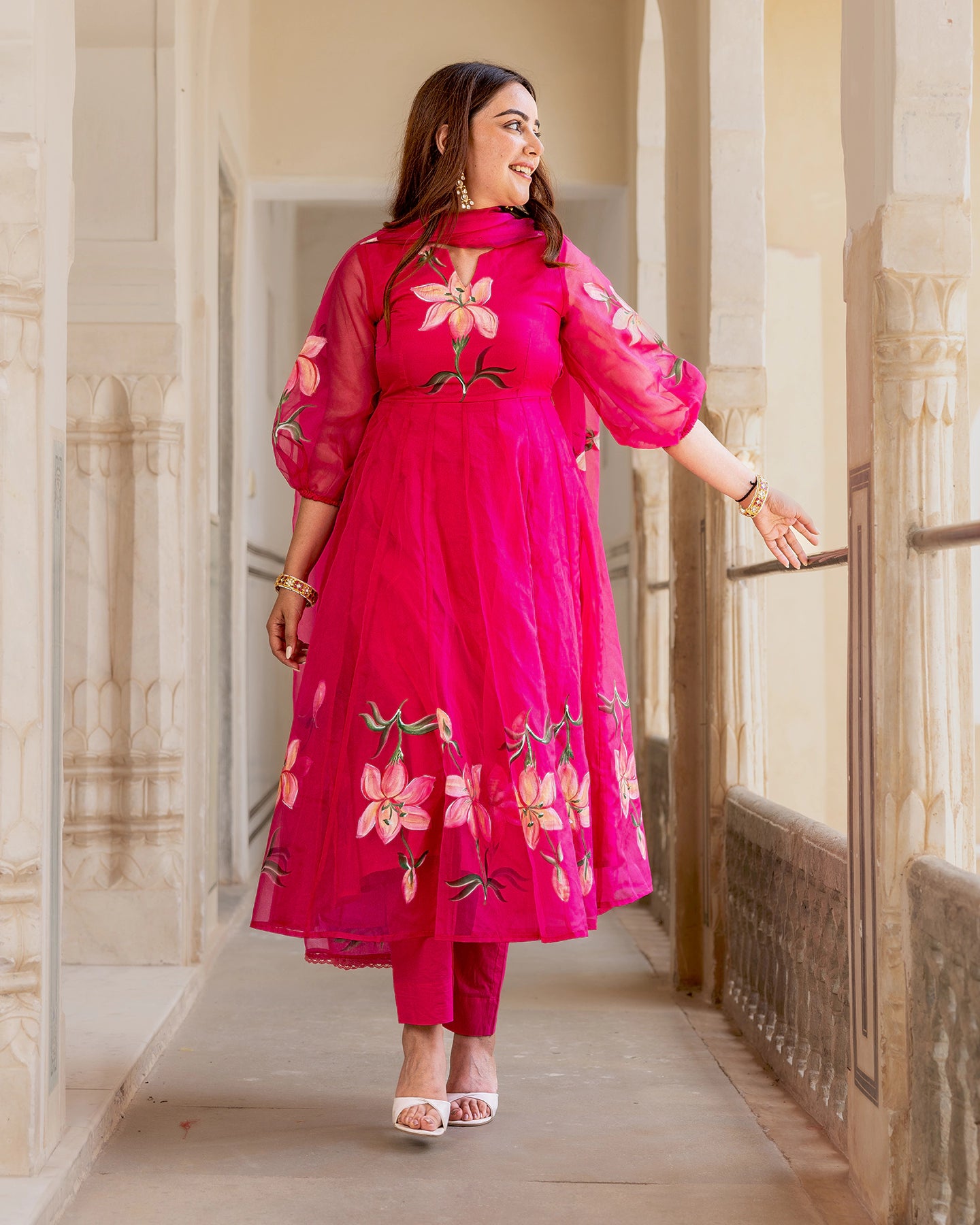 painted pink dresses bestseller A lovely pink hand-painted dress, Doria fabric used to make this pink dress has flowery designs. DM for details #pink #dresses #dress #handpainted #handpaint #dressup #dressmaterial #clothingbrand #shopnow