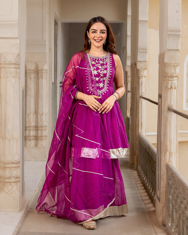 Magenta Gota Sharara Suit Set