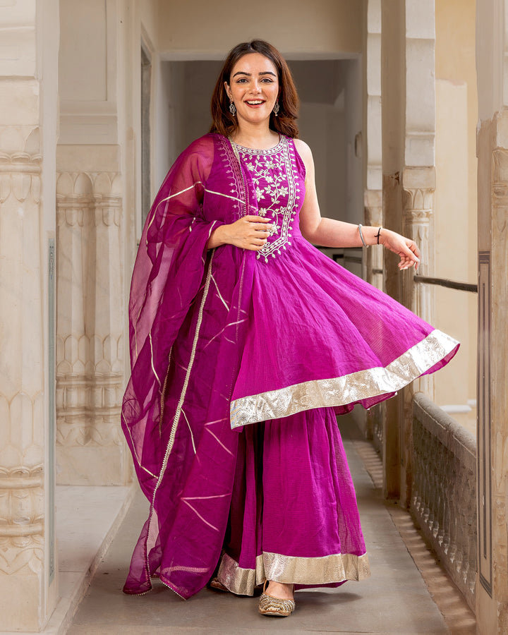 Magenta Gota Sharara Suit Set