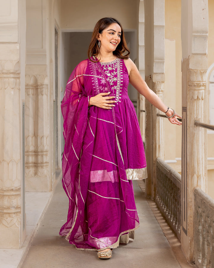 Magenta Gota Sharara Suit Set