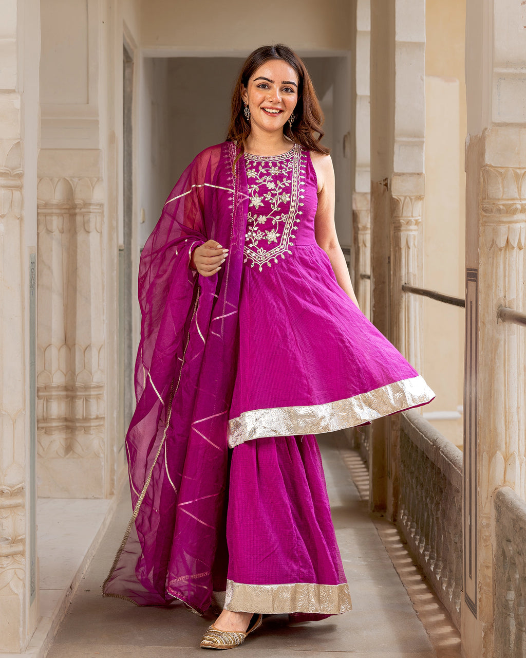 Magenta Gota Sharara Suit Set