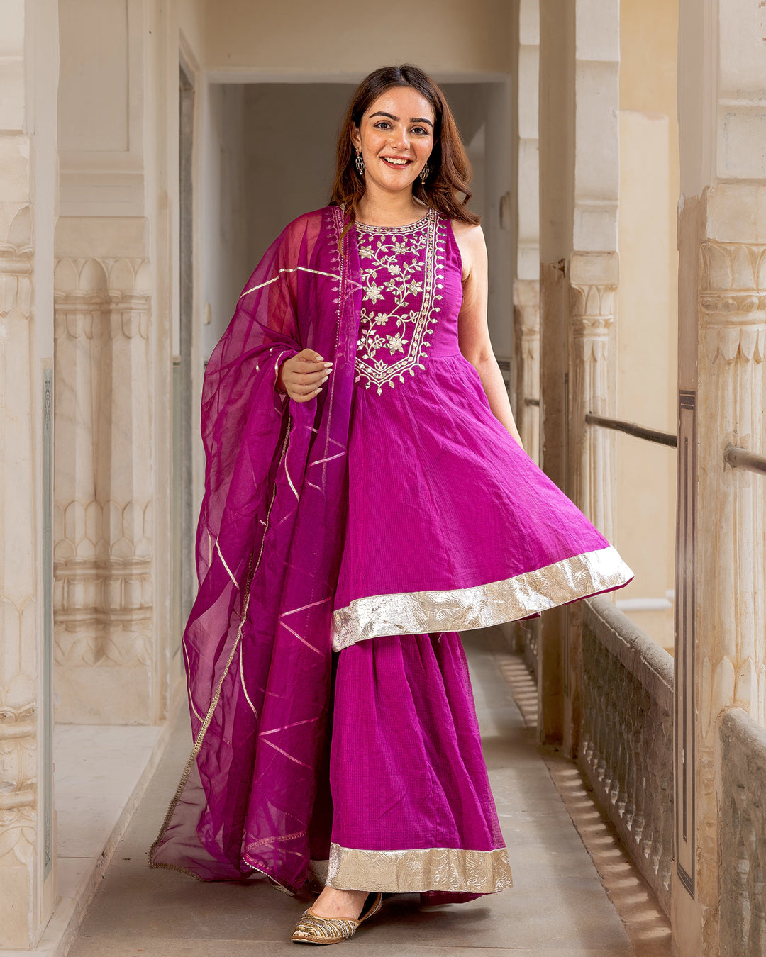 Magenta Gota Sharara Suit Set