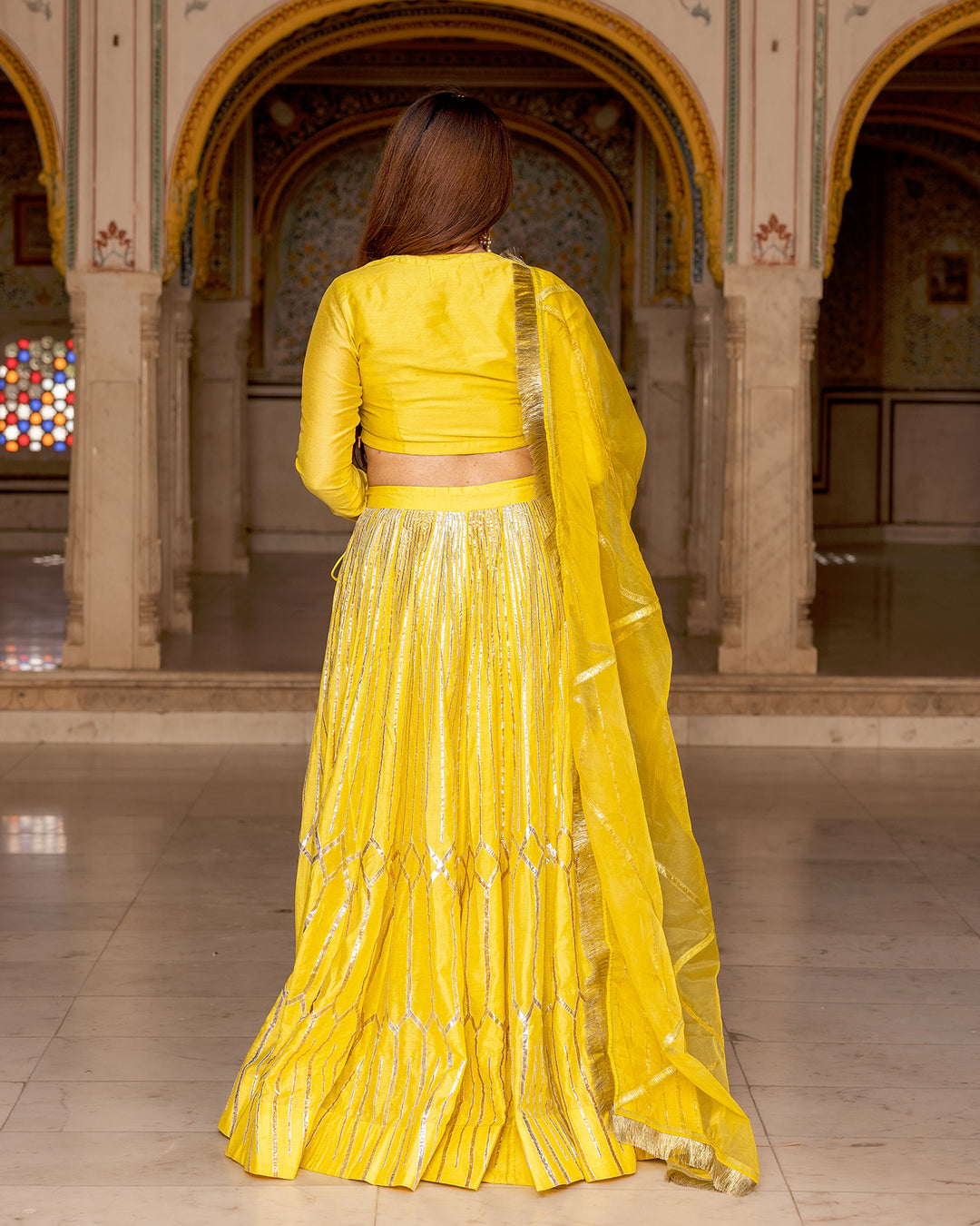 Yellow Gota Kalidaar Lehenga Set