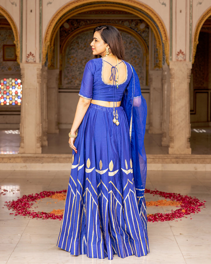 Blue Gota Kalidaar Lehenga Set