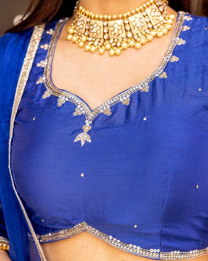 Blue Gota Kalidaar Lehenga Set