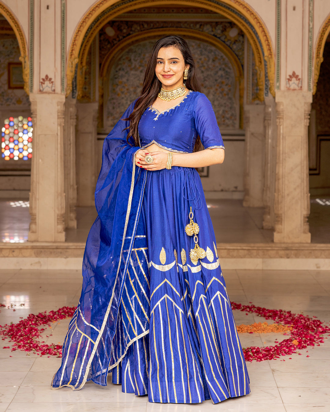 Blue Gota Kalidaar Lehenga Set