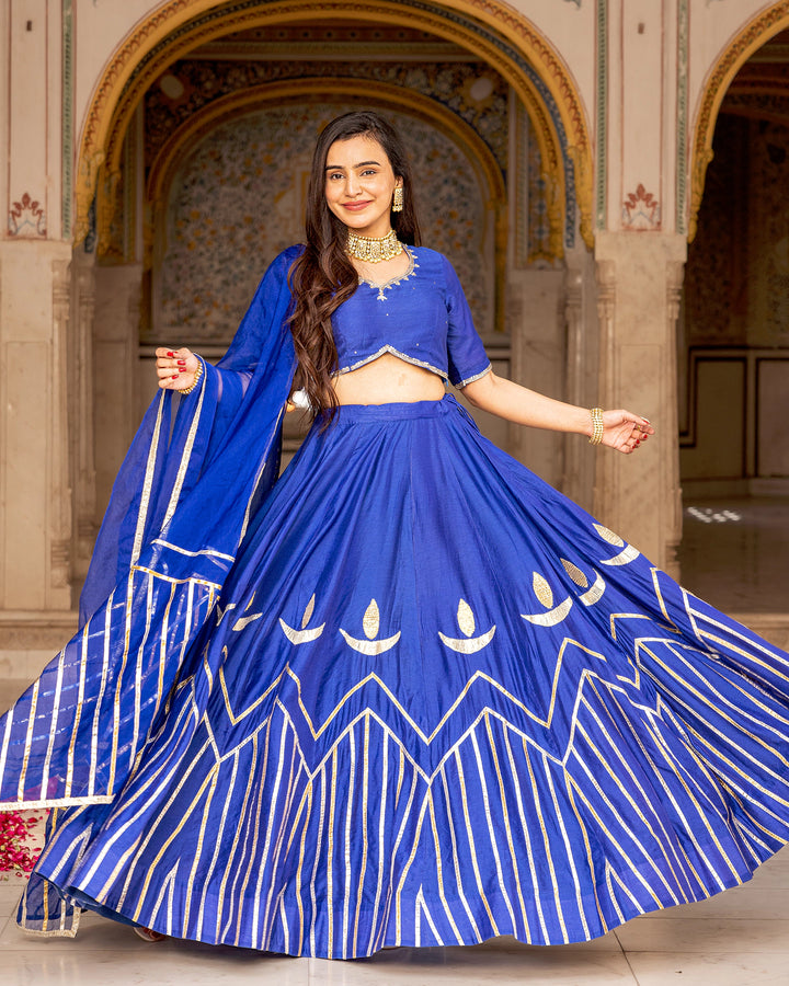 Blue Gota Kalidaar Lehenga Set