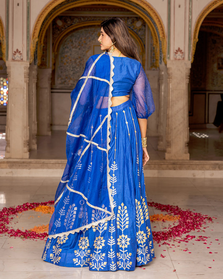 Blue Gota Lehenga Set