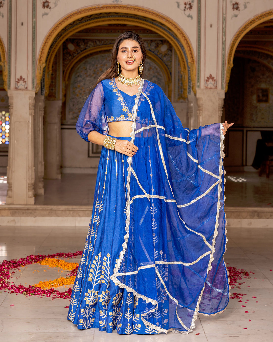 Blue Gota Lehenga Set