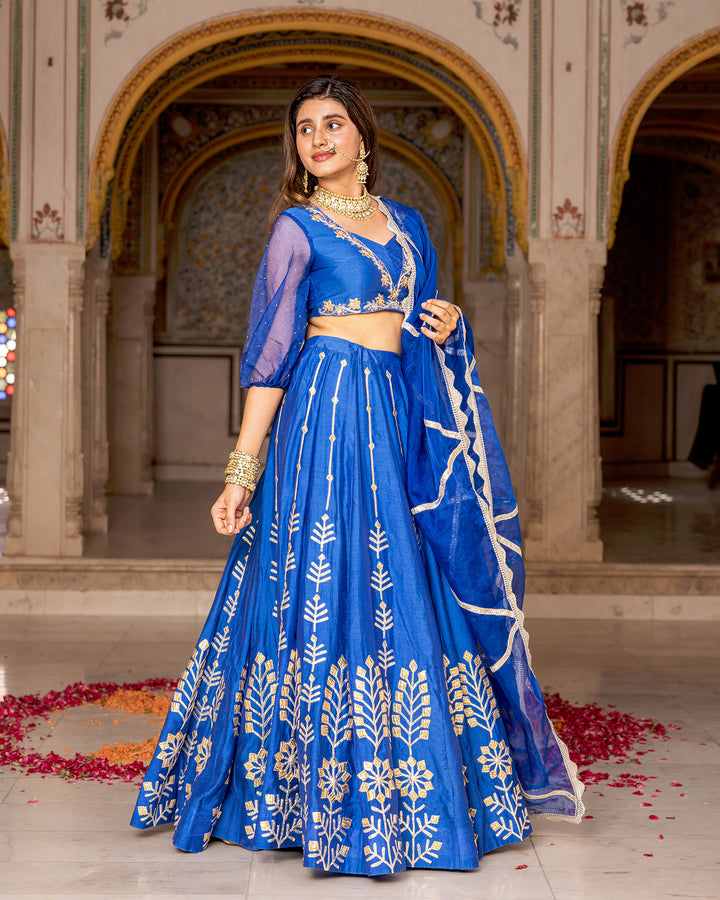 Blue Gota Lehenga Set