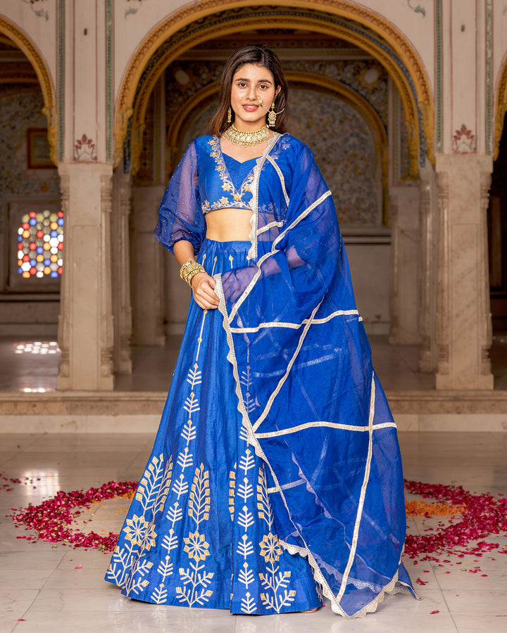 Blue Gota Lehenga Set